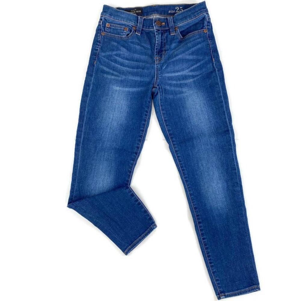 J. Crew Cropped Reid Jeans Mid Rise Denim Medium Oxford A2639 Womens Size 25